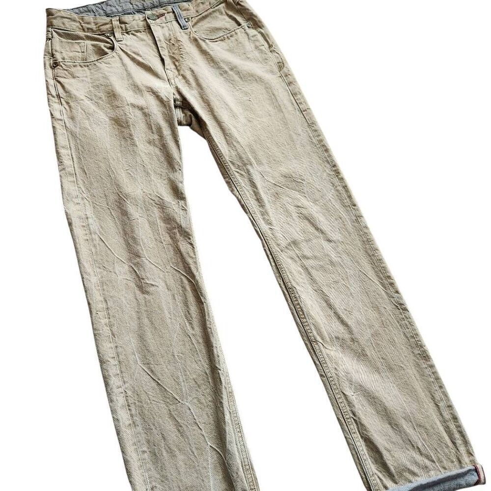 Robert Graham Jeans Mens 31 Slim Jim Rustic Tan Gray Denim Rockabilly